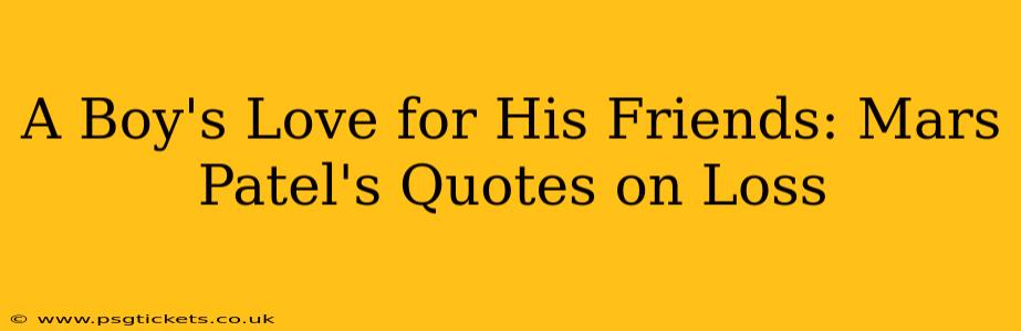 A Boy's Love for His Friends: Mars Patel's Quotes on Loss