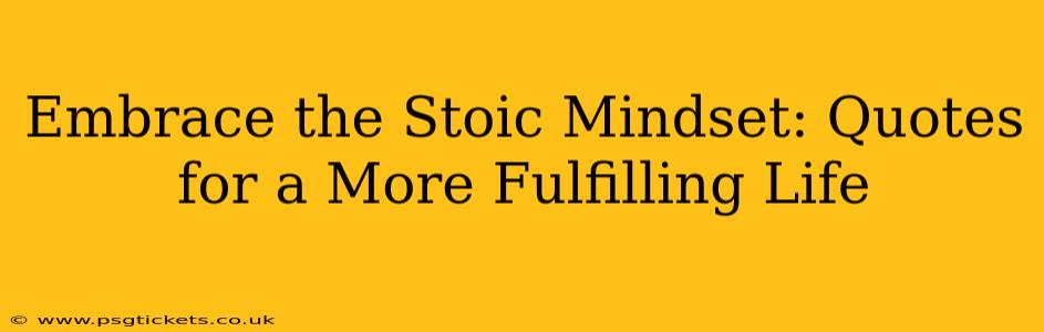 Embrace the Stoic Mindset: Quotes for a More Fulfilling Life