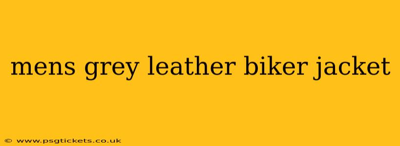 mens grey leather biker jacket