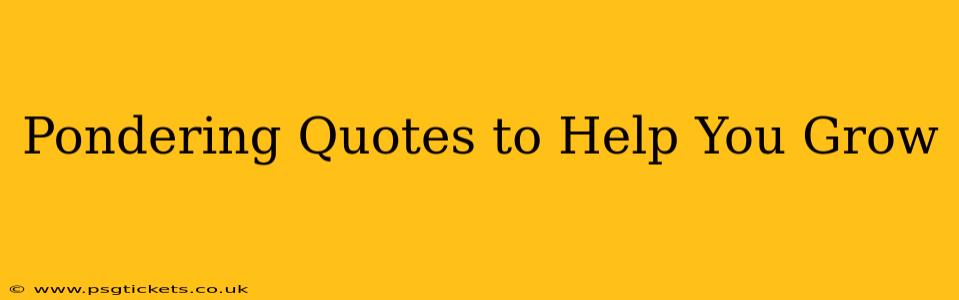 Pondering Quotes to Help You Grow