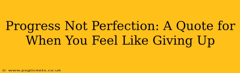 Progress Not Perfection: A Quote for When You Feel Like Giving Up