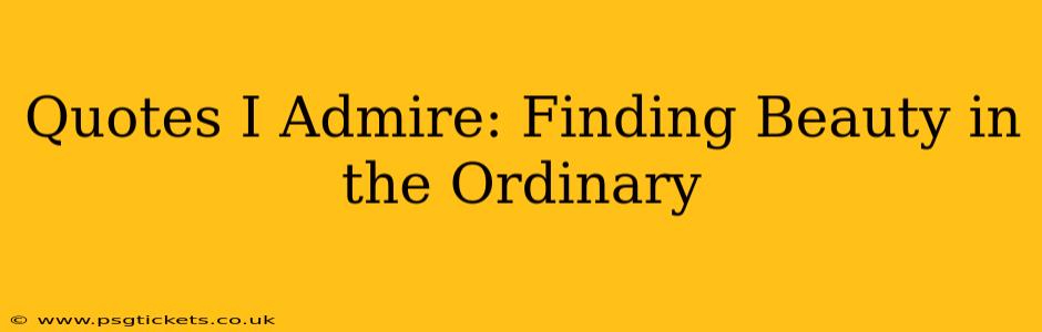 Quotes I Admire: Finding Beauty in the Ordinary