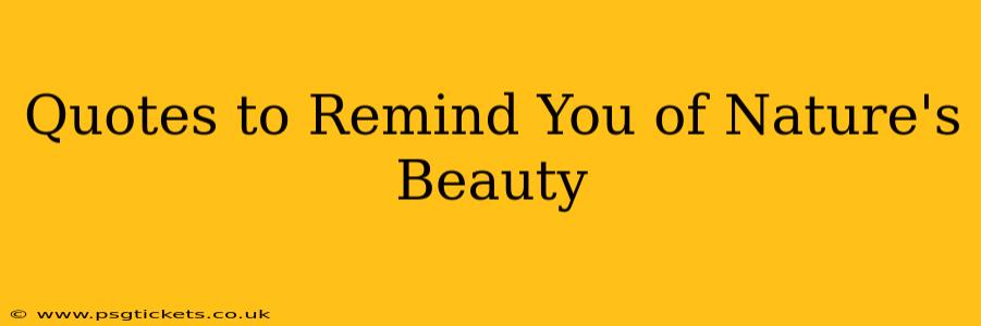 Quotes to Remind You of Nature's Beauty