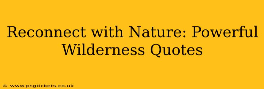 Reconnect with Nature: Powerful Wilderness Quotes