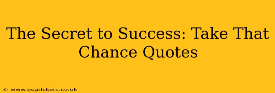 The Secret to Success: Take That Chance Quotes