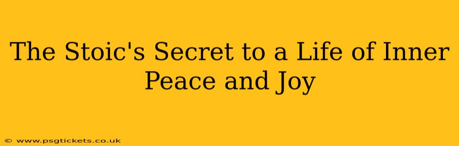 The Stoic's Secret to a Life of Inner Peace and Joy