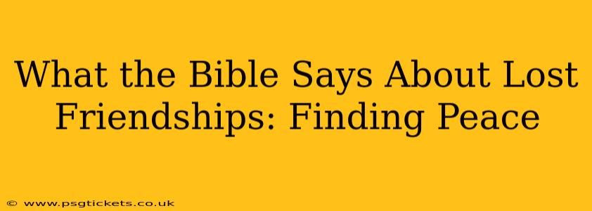 What the Bible Says About Lost Friendships: Finding Peace